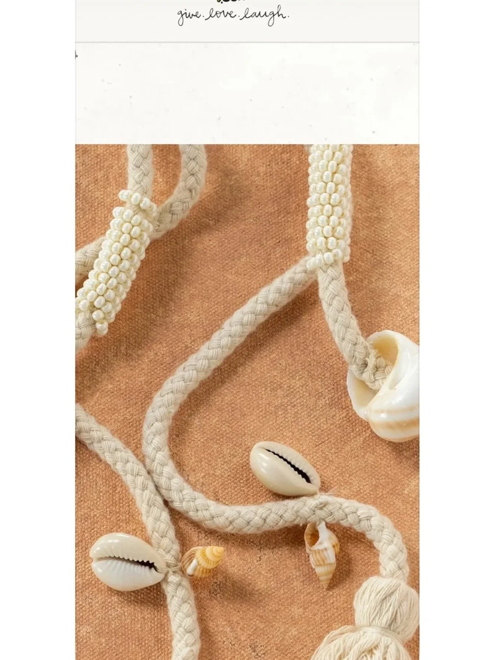 NEW Natural Life Boho Shell Tassel Rope Belt - Natural Beige
